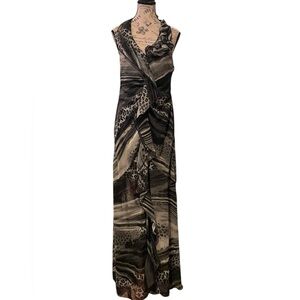 Marineblu Elegant Black and Gray Maxi Dress Womens M